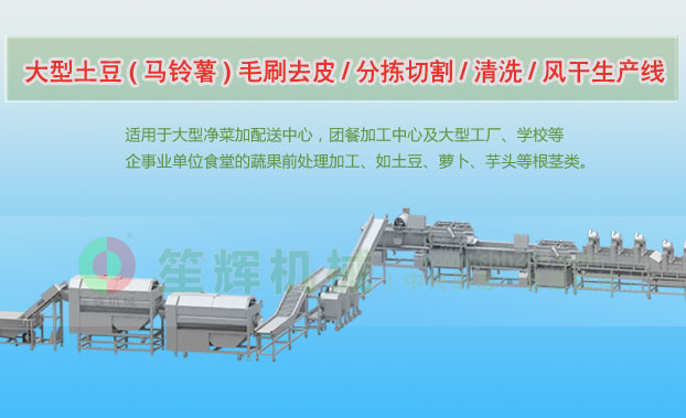 增城连续式土豆去皮清洗切割风干生产线